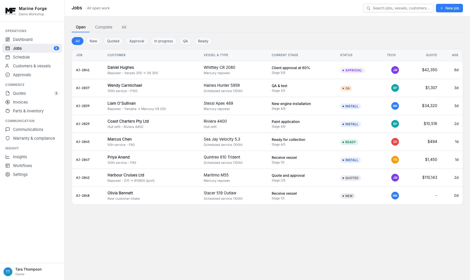 Live jobs board